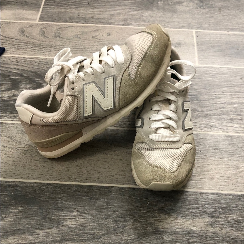 New Balance Cream and Gray Athletic Shoes